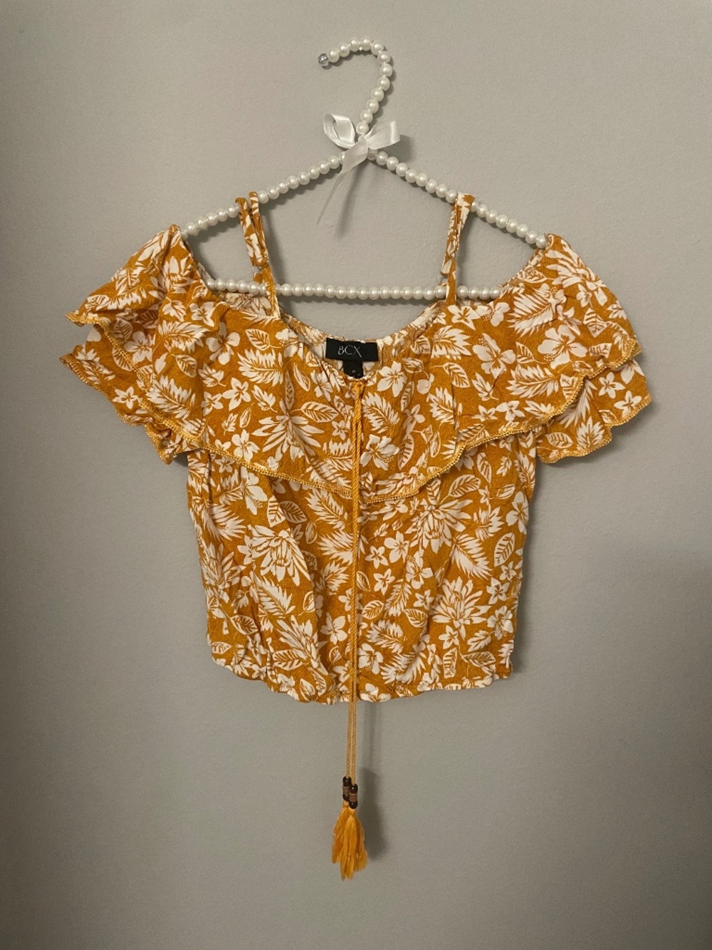 Mustard Floral Crop Top